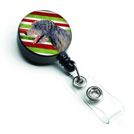 CAROLINES TREASURES Irish Wolfhound Candy Cane Holiday Christmas Retractable Badge Reel SS4575BR